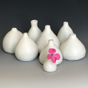 Handmade White Ceramic Bud Vase: Miniature Pottery Vase