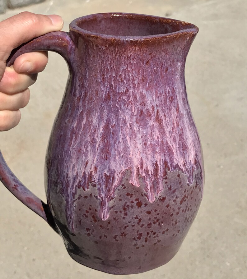 Purple Pitcher Set, Handmade Ceramic Pitchers, Wheel-thrown Stoneware Pitchers, Water Pitcher and Creamer Pitcher image 3