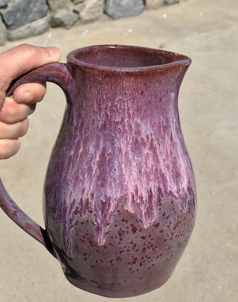 Purple Pitcher Set, Handmade Ceramic Pitchers, Wheel-thrown Stoneware Pitchers, Water Pitcher and Creamer Pitcher image 7