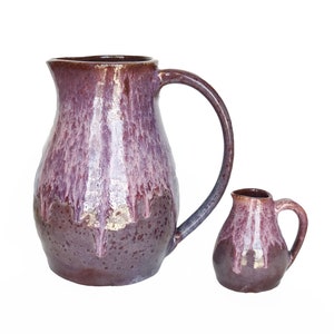 Purple Pitcher Set, Handmade Ceramic Pitchers, Wheel-thrown Stoneware Pitchers, Water Pitcher and Creamer Pitcher image 4