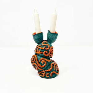 Handmade Ceramic Shabbat Candlestick Holder: Modern Jewish Gift