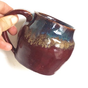 Handmade Red Stoneware Coffee Mug: Wheel-Thrown Ceramic Mug