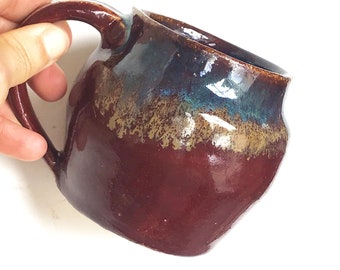 Handmade Red Stoneware Coffee Mug: Wheel-Thrown Ceramic Mug