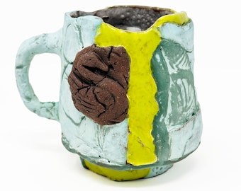 Taza de café moderna de gres: Cerámica artesanal, "Swan Dive"