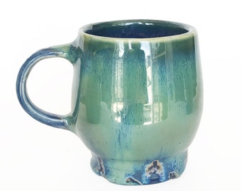 Sea Green Coffee Mug, Ceramic Coffee Mug, Handmade Stoneware Mug, Pottery Coffee Mug, Wheel-thrown Mug