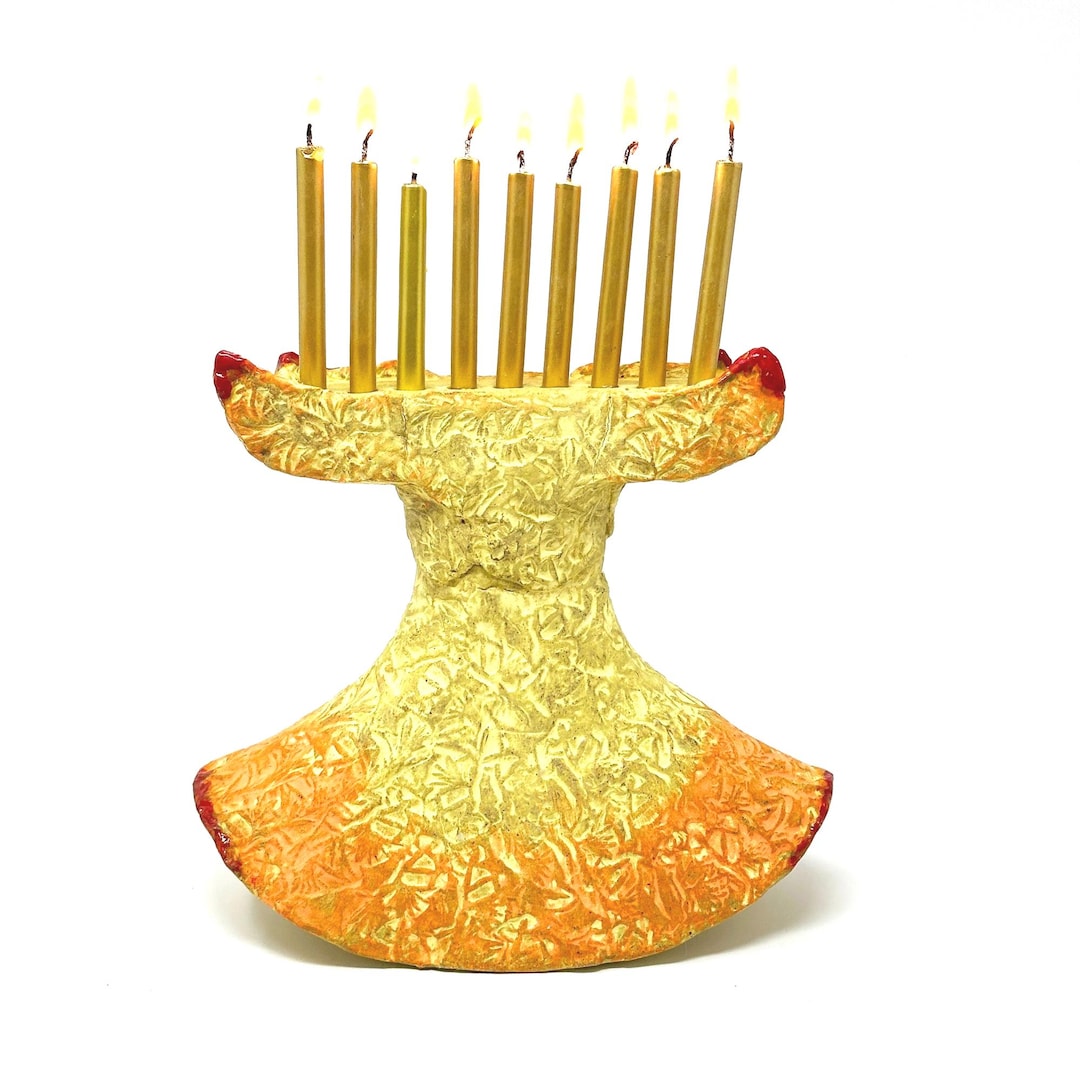 Menorah Red Modern Ceramic Menorah –