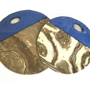 Handmade Marbled Clay Cheese Board Set: Stoneware Serving Platters