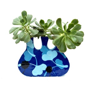Handmade Triple Neck Stoneware Vase: Modern Art Pottery Table Decor