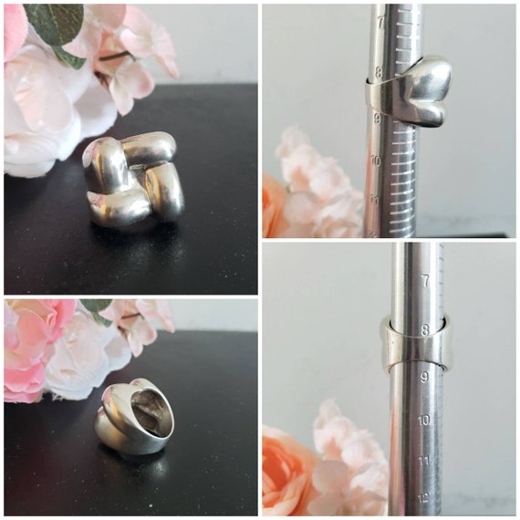 Vintage Statement Sterling Silver Square Knot Rin… - image 10