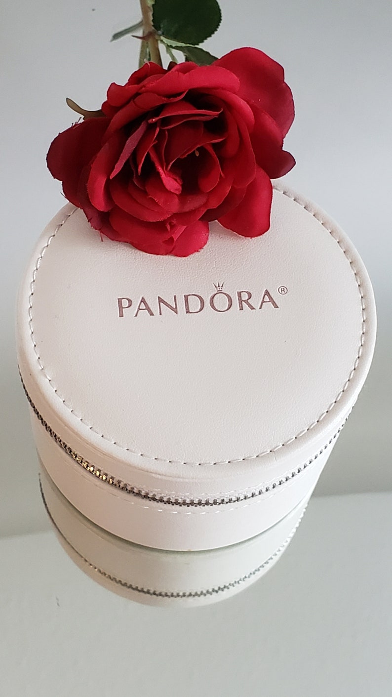 Authentic Pandora White Round Travel Companion Jewelry Box Etsy
