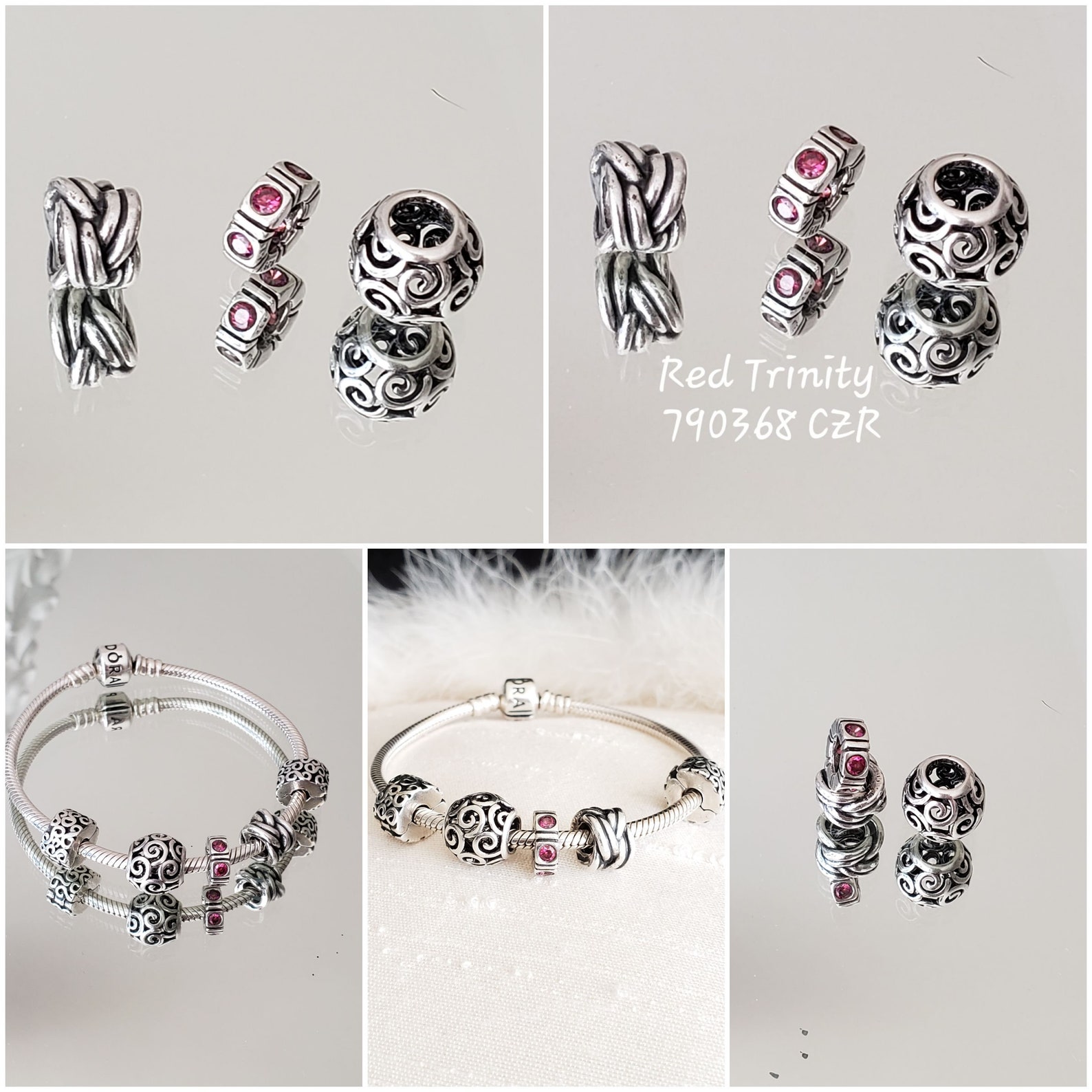 Authentic Pandora Trinity Spacers Red Item 790368 CZR Pink Etsy Canada