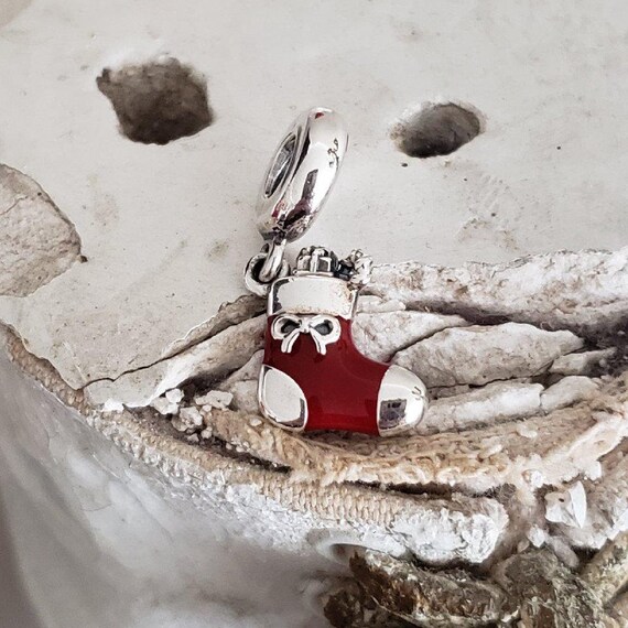 Authentic Pandora Festive Stocking Dangle Charm Sterling Silver