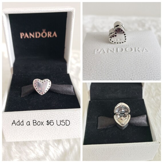 Authentic Pandora Gift From the Heart Charm 14K Gold Ring W Clear