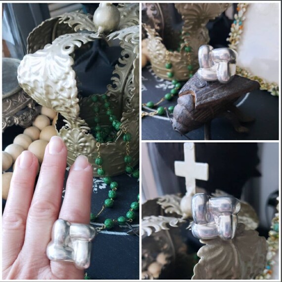 Vintage Statement Sterling Silver Square Knot Rin… - image 7