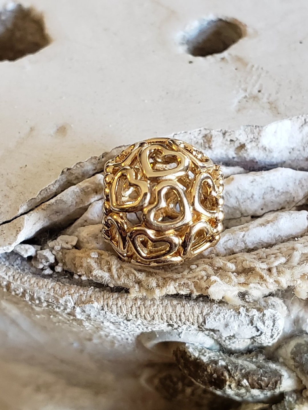 Authentic Pandora Open Your Hearts 14k Gold Charm Openwork Authentic Pandora Open Your Hearts 14k Gold Charm Openwork