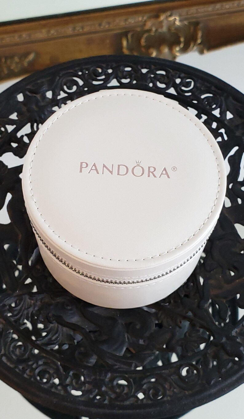 Authentic Pandora White Round Travel Companion Jewelry Box Etsy