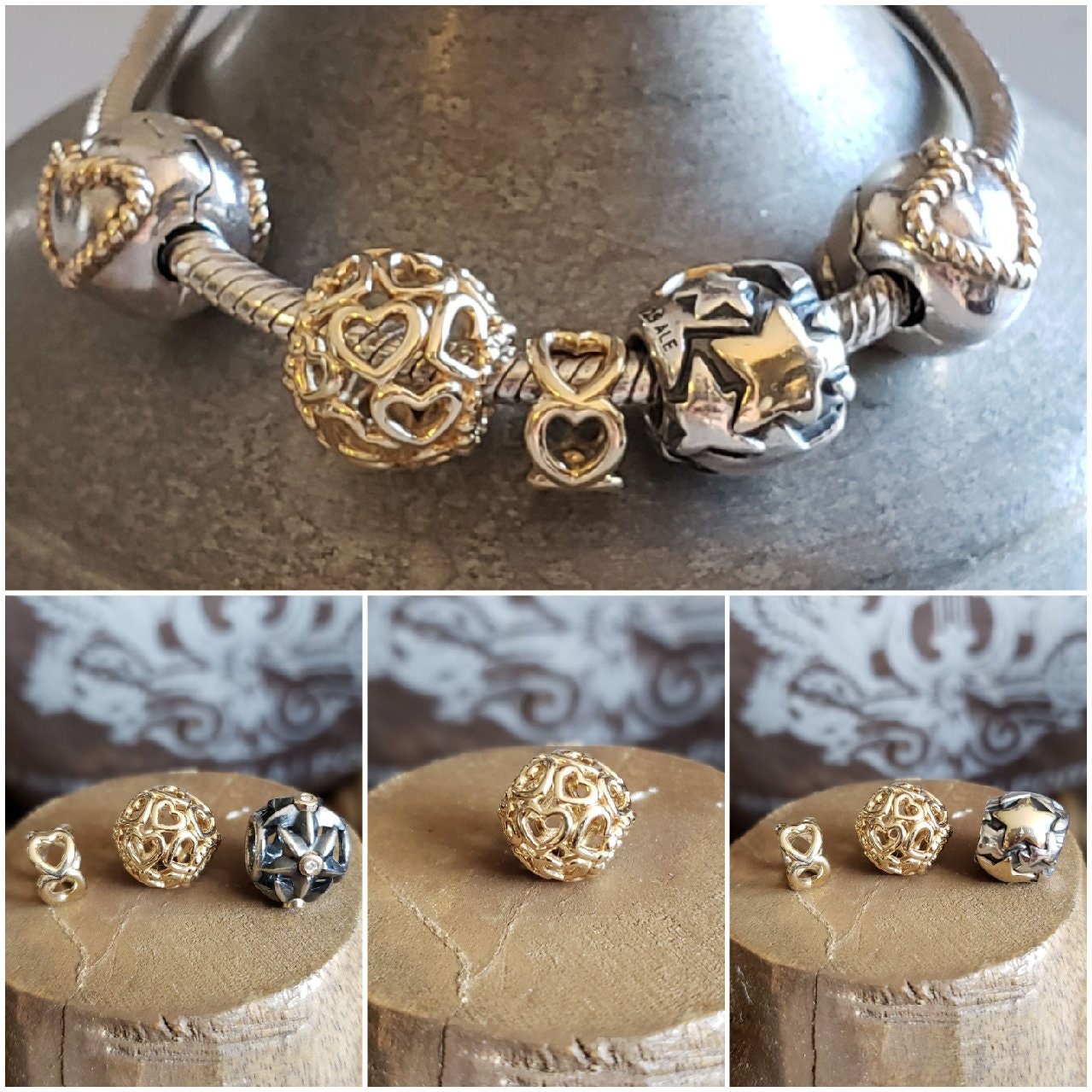 Authentic Pandora Open Your Hearts 14k Gold Charm Openwork