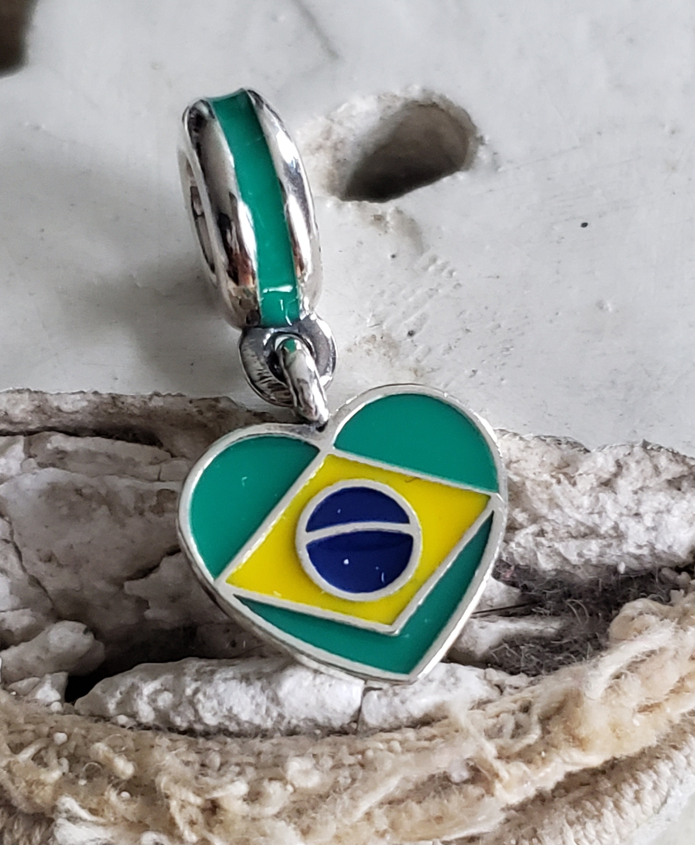 Authentic Pandora Brazil Heart Flag Dangle Charm Green Yellow Blue Enamel  Sterling S925 ALE Item 791954ENMX NWOT/ Your Country/ Travel/ -  Canada