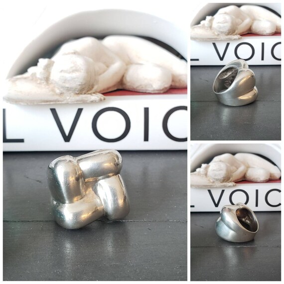 Vintage Statement Sterling Silver Square Knot Rin… - image 6