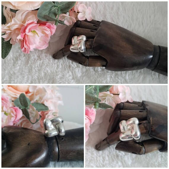 Vintage Statement Sterling Silver Square Knot Rin… - image 2