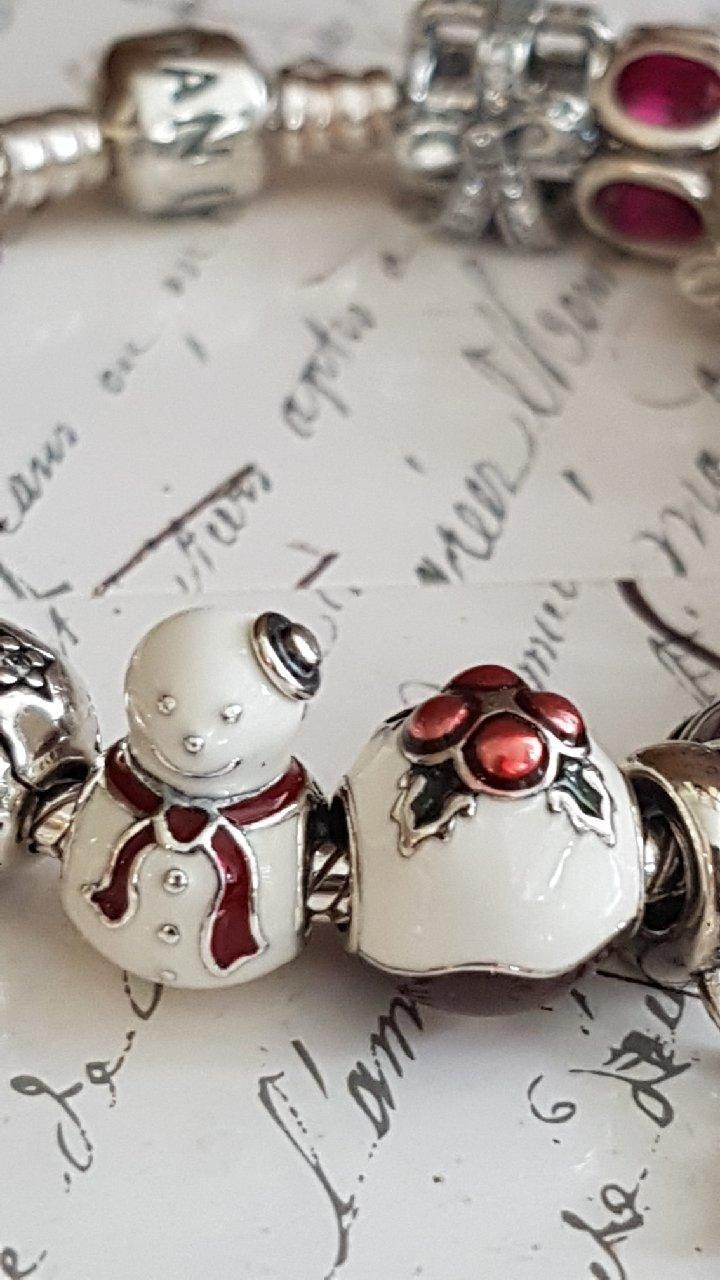Snowman Red Winter Hat Penguin Charm Authentic S925 Sterling