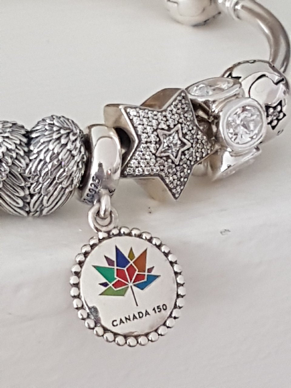 STUNNING Authentic Pandora Canada 150 Birthday Charm Rainbow Multi