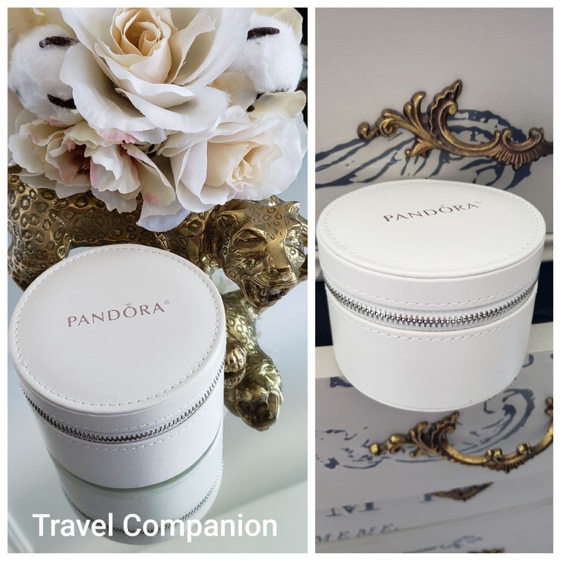 Authentic Pandora White Round Travel Companion Jewelry Box Etsy