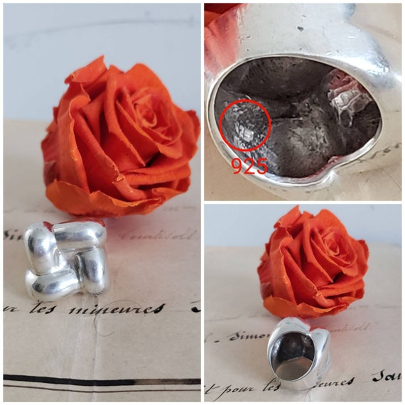 Vintage Statement Sterling Silver Square Knot Rin… - image 4