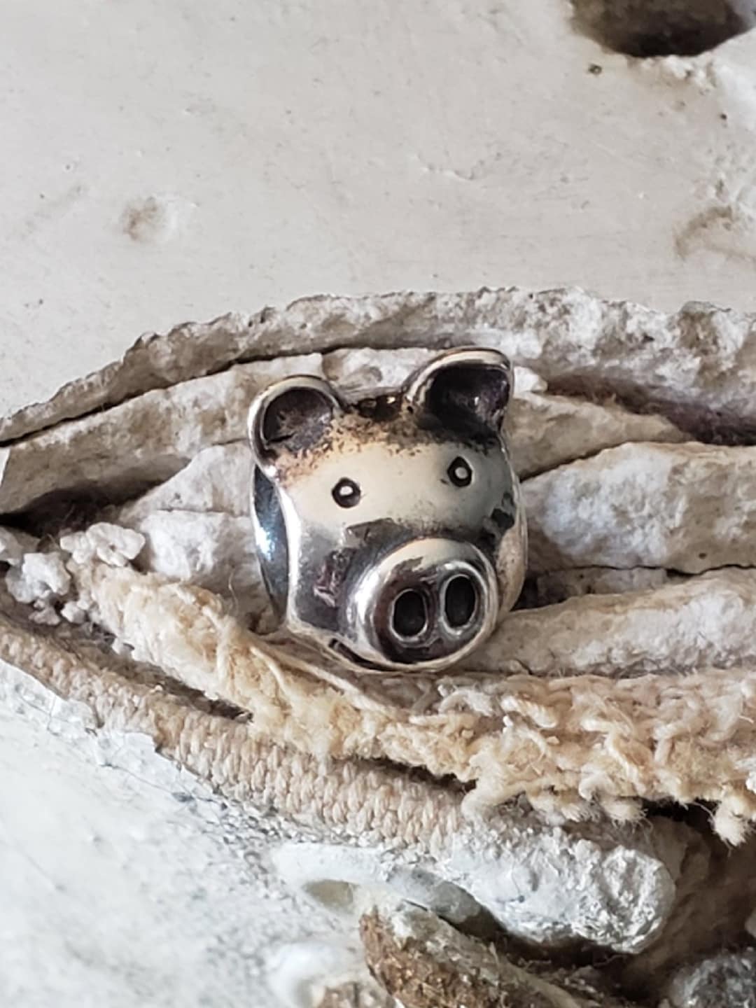 Authentic Rare Pandora Pig Head Danish Charm Sterling Hallmarked