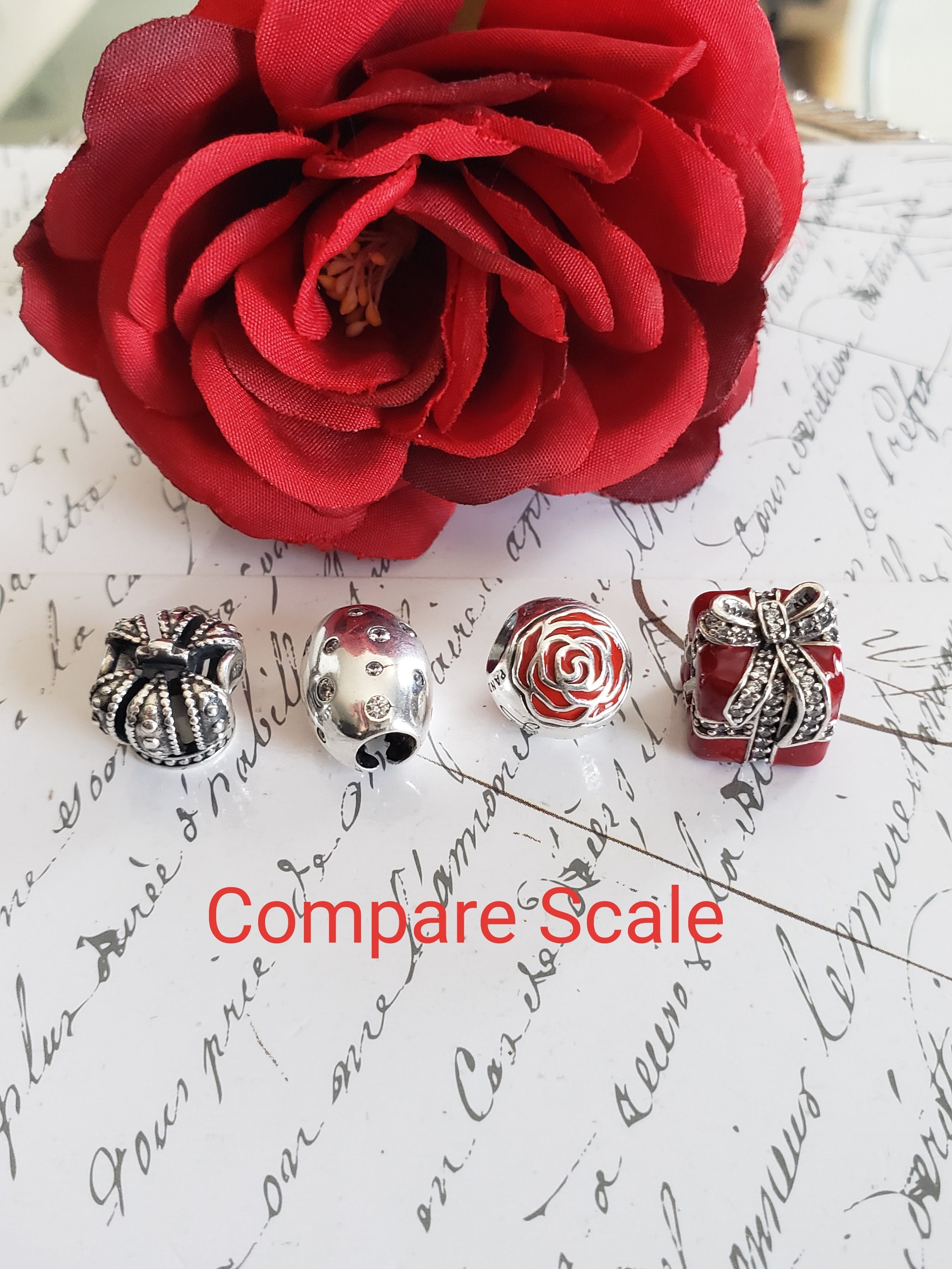 Authentic Pandora Disney Belle's Enchanted Rose Red Enamel