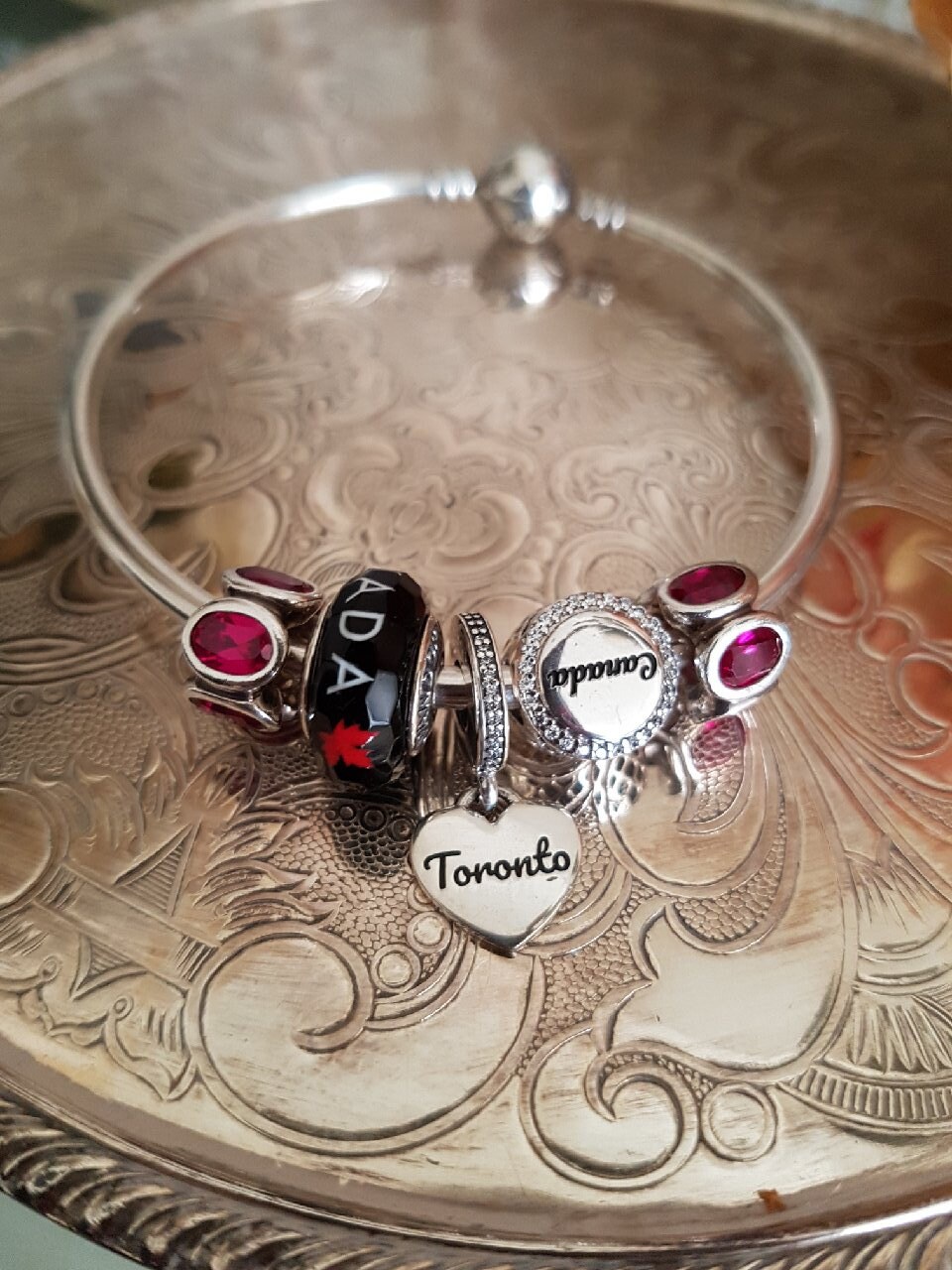 Authentic Pandora Charm Heart of Toronto Red Maple & Clear Etsy