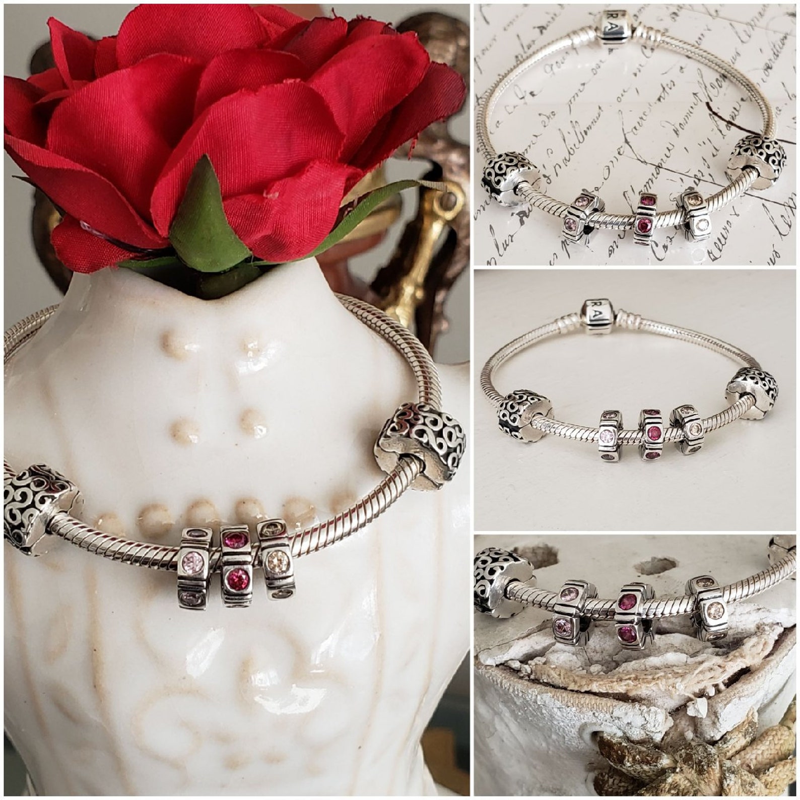 Authentic Pandora Trinity Spacers Red Item 790368 CZR Pink Etsy Canada