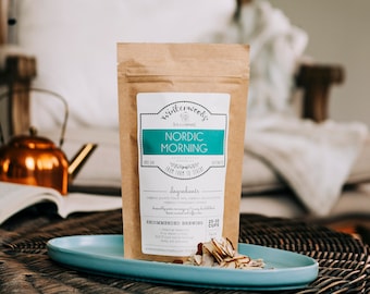 Nordic Morning Handcrafted Tea W/ Pu-erh + Almonds | ORGANIC  | Winterwoods Tea Company Loose Leaf Blend