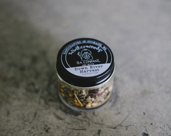 Down River Harvest Handcrafted Tea Sampler Glass Jar  | ORGANIC  | Herbal | Ginkgo Gotu Kola | Winterwoods Loose Leaf Tea