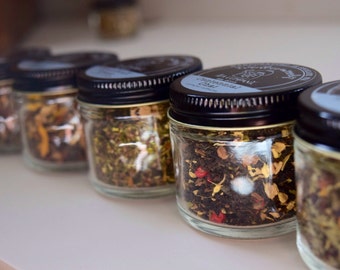 Tea Trio | ORGANIC Loose Leaf Tea Samplers | Beautiful Glass Jar Samplers  | Tea Gift