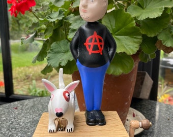 Sid Embraces Anarchism. A wooden contemporary automaton. One of a range of automata that I make.