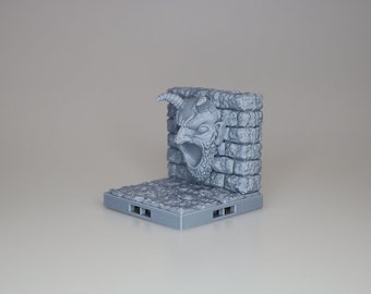 Demon Face Wall Tile | RPG | Dungeons and Dragons | D&D | Dragon Lock | Dungeon Master | Terrain | Miniature | Minis | 3D Printed | Tabletop