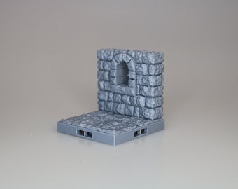 Windowed Wall Tile | RPG | Dungeons and Dragons | D&D | Dragon Lock | Dungeon Master | Terrain | Miniature | Minis | 3D Printed | Tabletop
