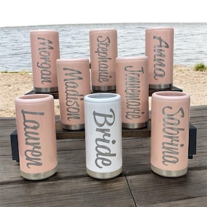 Personalized Slim Can Cooler - Stainless Steel Skinny Can -  Fits Seltzers, and Many New Skinny Cans, Laser Engraved Bride and Grooms Gifts