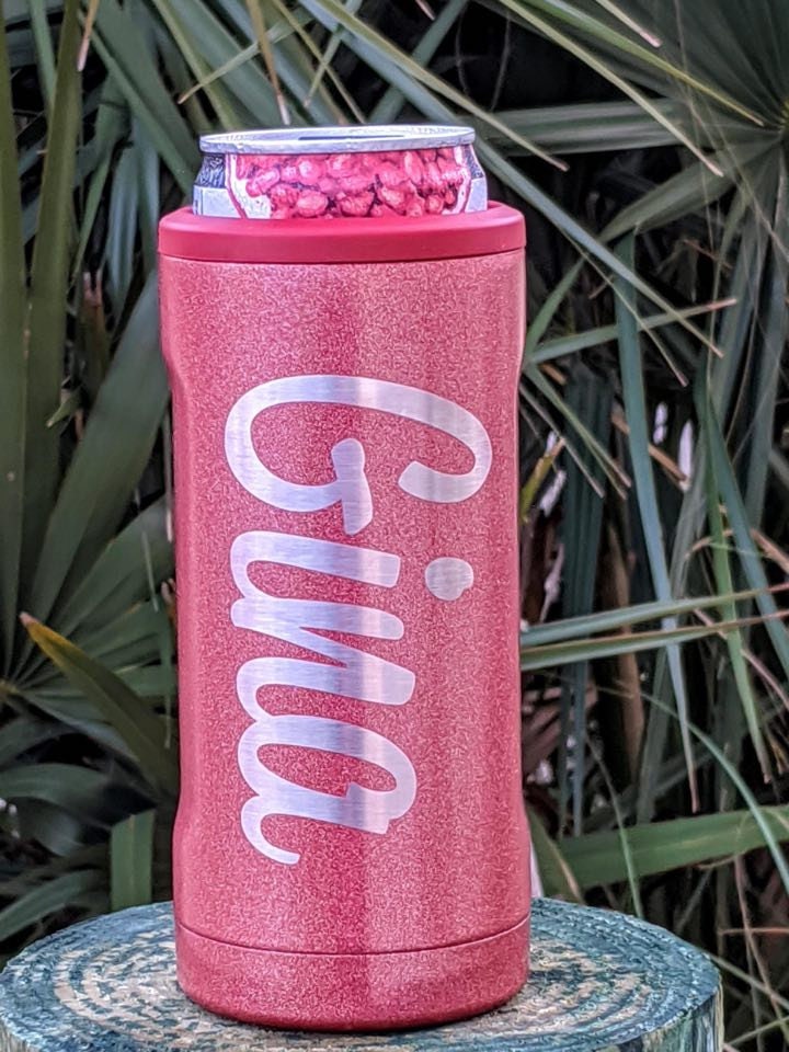 Monogrammed Glitter Skinny Can Cooler – Southern Touch Monograms