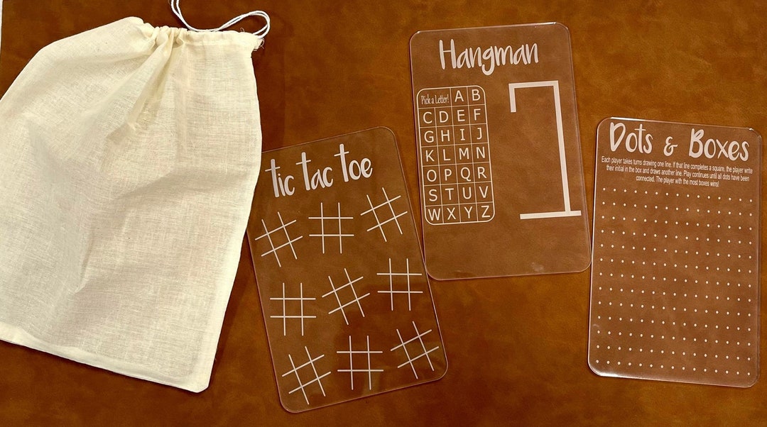 Acrylic Dry Erase Board Game Sets, Tic Tac Toe, Hangman, Dots, Game Board Sets, Valentine Gifts