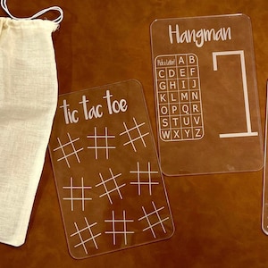 Acrylic Dry Erase Board Game Sets, Tic Tac Toe, Hangman, Dots, Game Board Sets, Valentine Gifts, Learning Games, Home School Activities