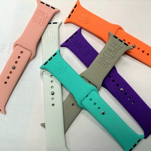 Personalized Replacement  Bands To Fit Smart Watches -  Monogrammed Watch Band - Laser Engraved Silicone Watch Band -  FREE SHIPPING!