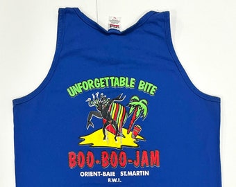 vintage 90s Orient Bay St. Martin tank top - 90s tank top - Boo-Boo Jam - blue tank top - vintage tank top - Orient-Baie F.W.I. size Large