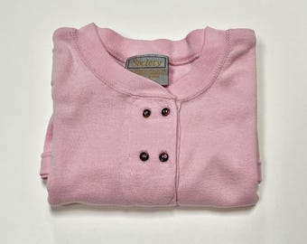 vintage 90s long sleeve double henley - super rare vintage tee - pink - Society brand - Small