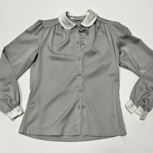 vintage 80s Women&#39;s long sleeve blouse - Jamboree brand - Shiny - Silky - size 10 - Ladies Dress Shirt