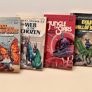 Vintage Science Fiction paperbacks - Jack L. Chalker - Del Rey Books - SciFi - Ballantine - Well of Souls - Web of Chozen - Jungle of Stars