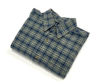 Vintage 90's Plaid Skater Shirt - Men's long sleeve button down - RUE Twenty-One Mens brand - 100% cotton - Large