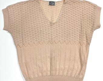Vintage 80s Open Knit Beach Sweater – Boxy Short Sleeve Cover-Up