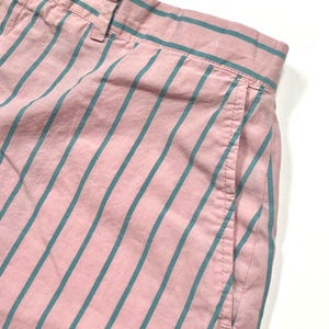 vintage Lands&#39; End shorts - MOM SHORTS - pink with teal stripes - 100% cotton - Large - size 14